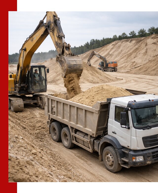 Доставка карьерного песка с самосвалами и разгрузкой в Томске