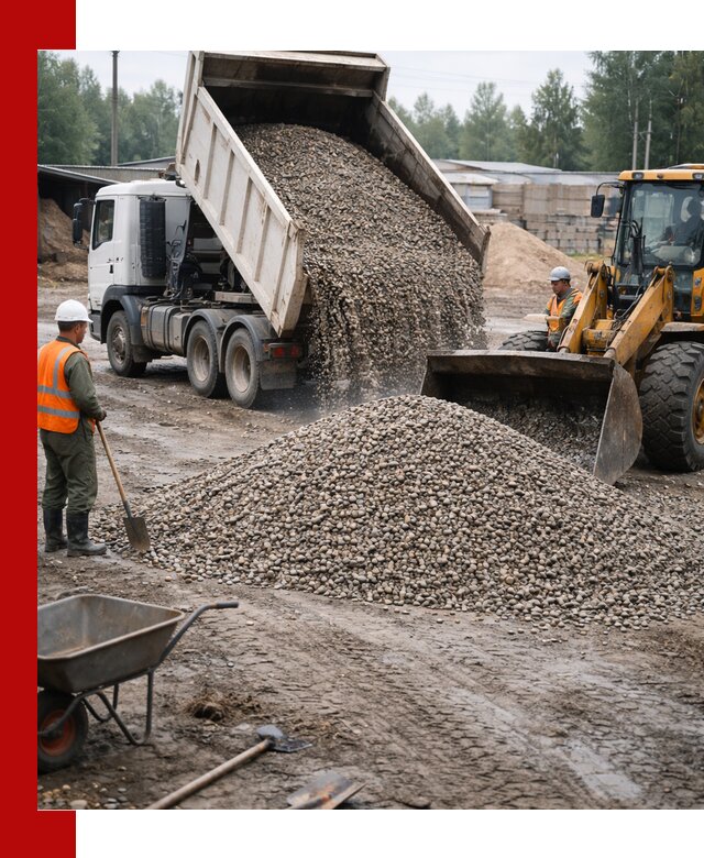 Мытый гравий с доставкой в Томске от карьера до участка