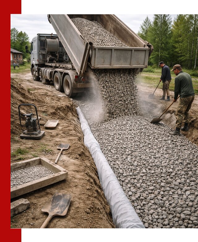 Гравий для дренажа с доставкой в Томске качественный и недорогой