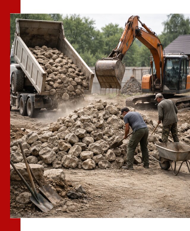 Доставка и разгрузка бутового камня в Томске