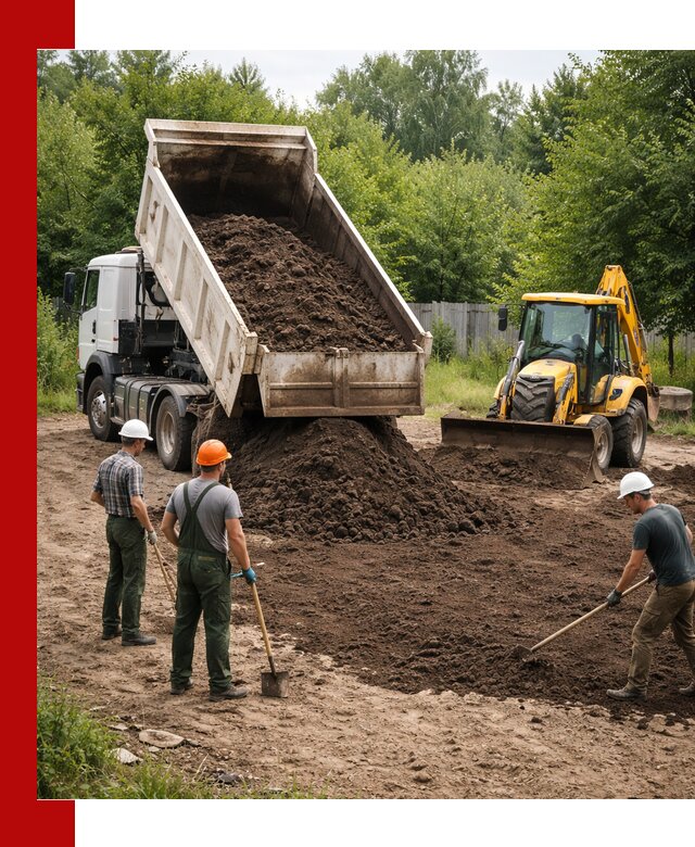 Доставка и укладка грунта для выравнивания участка в Томске