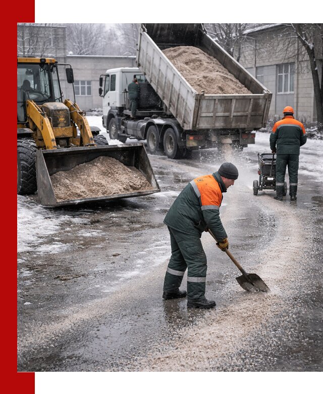 Реагент против гололеда с доставкой и нанесением в Томске