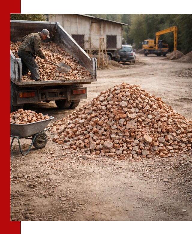 Доставка и подушка из боя кирпича с разгрузкой в Томске