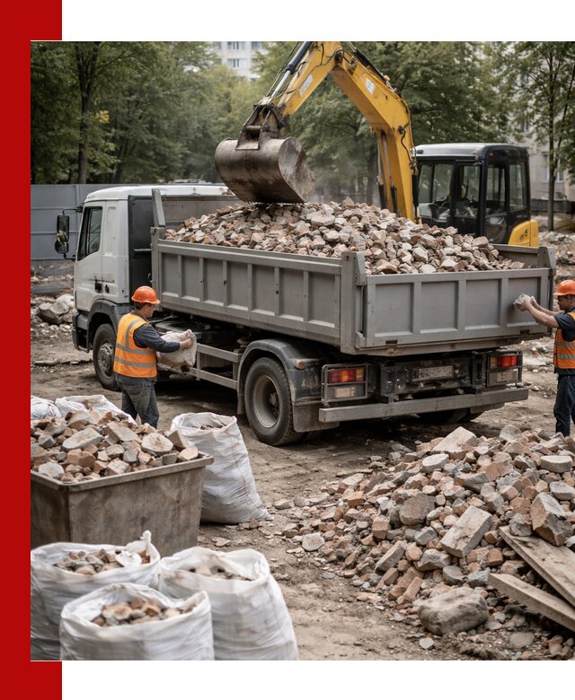Вывоз строительного мусора в Томске с самосвалами и контейнерами