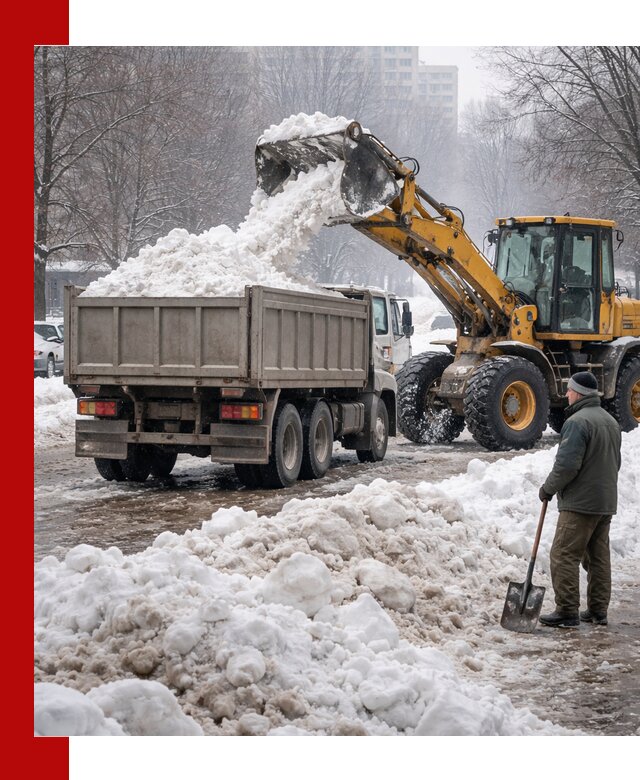Вывоз снега грузовой техникой в Томске оперативно и чисто
